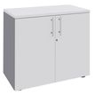 Armoire basse IRIS - H72 x L80 x P47 - 2 portes - Corps aluminium - Dessus et portes Blanc perle