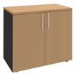 Armoire basse IDRA/DUAL - H72 x L80 x P47 - 2 portes - Corps anthracite - Dessus et portes imitation Hêtre
