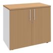 3253310174559-Armoire basse IDRA/DUAL - H72 x L80 x P47 - 2 portes - Corps blanc - Dessus et portes imitation Hêtre--0