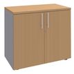 0404000124030-Armoire basse IRIS - H72 x L80 x P47 - 2 portes - Corps aluminium - Dessus et portes imitation Hêtre--0