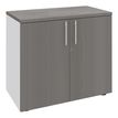 Armoire basse IDRA/DUAL - H72 x L80 x P47 - 2 portes - Corps blanc - Dessus et portes imitation Chêne gris