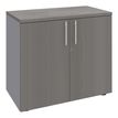 Armoire basse IRIS - H72 x L80 x P47 - 2 portes - Corps aluminium - Dessus et portes imitation Chêne gris