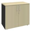 3253310174597-Armoire basse IDRA/DUAL - H72 x L80 x P47 - 2 portes - Corps anthracite - Dessus et portes imitation Er--0