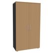Armoire haute IDRA/DUAL - H180 x L80 x P47 - 2 portes - Corps anthracite - Portes et dessus imitation hêtre