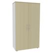 3253310174719-Armoire haute IDRA/DUAL - H180 x L80 x P47 - 2 portes - Corps blanc - Portes et dessus imitation Erable--0