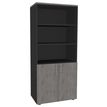 Bibliothèque IDRA/DUAL  avec 2 portes basses - L80 x H180 x P47 - Corps anthracite - Portes et dessus imitation Chêne gris