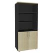 Bibliothèque IDRA/DUAL  avec 2 portes basses - L80 x H180 x P47 - Corps anthracite - Portes et dessus imitation Erable