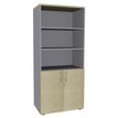 Bibliothèque IDRA/DUAL  avec 2 portes basses - L80 x H180 x P47 - Corps alu - Portes et dessus imitation Erable
