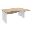 Bureau compact à droite DUAL - L180 cm - Pieds blanc - plateau imitation Chêne clair (Pieds de renfort ou caisson bout de bureau obligatoire à rajouter - non inclus)