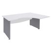 Bureau compact à droite DUAL - L180 cm - Pieds alu - plateau blanc (Pieds de renfort ou caisson bout de bureau obligatoire à rajouter - non inclus)