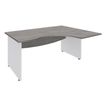 Bureau compact à droite DUAL - L180 cm - Pieds blanc - plateau imitation Chêne gris (Pieds de renfort ou caisson bout de bureau obligatoire à rajouter - non inclus)