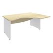 3253310175525-Bureau compact à droite DUAL - L180 cm - Pieds blanc - plateau imitation Erable (Pieds de renfort ou caisson bout de bureau obligatoire à rajou--0