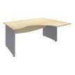 Bureau compact à droite DUAL - L180 cm - Pieds alu - plateau imitation Erable (Pieds de renfort ou caisson bout de bureau obligatoire à rajouter - non inclus)