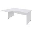 Bureau compact à gauche DUAL - L180 cm - Pieds blanc - plateau blanc (Pieds de renfort ou caisson bout de bureau obligatoire à rajouter - non inclus)
