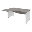 Bureau compact à gauche DUAL - L160 cm - Pieds blanc - plateau imitation Chêne gris (Pieds de renfort ou caisson bout de bureau obligatoire à rajouter - non inclus)