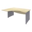 Bureau compact à gauche DUAL - L160 cm - Pieds alu - plateau imitation Erable (Pieds de renfort ou caisson bout de bureau obligatoire à rajouter - non inclus)
