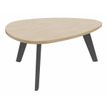 Table basse galet - L100xH42xP90/80 - pied carbone - plateau imitation chêne clair