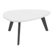Table basse galet - L100xH42xP90/80 - pied carbone - plateau blanc
