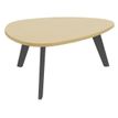 Table basse galet - L100xH42xP90/80 - pied carbone - plateau imitation hêtre
