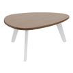 Table basse galet - L100xH42xP90/80 - pied blanc - plateau imitation noyer