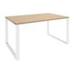 Bureau droit LOFTER - L80 cm - Plateau imitation chêne clair - pied Blanc