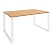 Bureau droit LOFTER - L80 cm - Plateau imitation Hêtre - pied Blanc