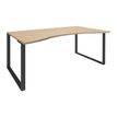 Bureau vague symétrique LOFTER - L180 cm - Plateau imitation chêne clair - pied Carbone
