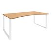 Bureau vague symétrique LOFTER - L180 cm - Plateau imitation Hêtre - pied Blanc