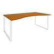 Bureau vague symétrique LOFTER - L180 cm - Plateau imitation Merisier - pied Blanc