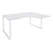 Bureau compact LOFTER - L160 cm - Retour à droite - Plateau Blanc - pied Blanc - (pied de renfort obligatoire à rajouter - non inclus)