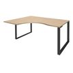 Bureau compact LOFTER - L160 cm - Retour à gauche - Plateau imitation chêne clair - pied Carbone - (pied de renfort obligatoire à rajouter - non inclus)