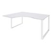 Bureau compact LOFTER - L180 cm - Retour à gauche - Plateau Blanc - pied Blanc - (pied de renfort obligatoire à rajouter - non inclus)