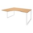Bureau compact LOFTER - L180 cm - Retour à gauche - Plateau imitation Hêtre - pied Blanc - (pied de renfort obligatoire à rajouter - non inclus)