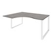 Bureau compact LOFTER - L180 cm - Retour à gauche - Plateau imitation chêne gris - pied Blanc - (pied de renfort obligatoire à rajouter - non inclus)