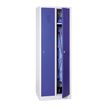 Vestiaire industrie propre monobloc 2 colonnes - H180 x L60 x P50 cm - gris/bleu
