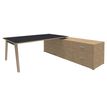 3253310171817-Bureau WOODY Manager - L210 x P100 x H72,5 cm - console retour à droite L200 x P60 cm - pieds carbone - plateau carbone chants imita--0