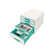 4002432104338-Leitz WOW CUBE - Bloc de classement à tiroirs - 5 tiroirs - Bleu iceberg métallisé-Angle droit-1