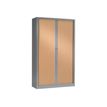 Armoire haute monobloc à rideaux GENERIC - 198 x 120 x 43 cm - aluminium/imitation hêtre