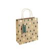 5033601007937-Clairefontaine - Sac cadeau kraft - sapins vert et or - 21,5 cm x 10,2 cm x 25,3 cm-Angle gauche-0