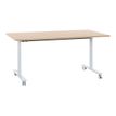 3483600857972-Table de réunion mobile et rabattable YES ! - 140 cm - Pieds blancs - Chêne-Angle gauche-0