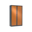 Armoire haute monobloc à rideaux GENERIC - 198 x 120 x 43 cm - anthracite/imitation merisier
