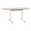 3483600874733-Extension demi-lune mobile pour bureau YES ! - Pieds blancs - Chêne-Angle gauche-0