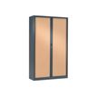3219095800205-Armoire haute monobloc à rideaux GENERIC - 198 x 120 x 43 cm - anthracite/imitation hêtre-Angle gauche-0
