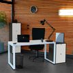 Bureau droit MT1 Elégance - L160 x P67 x H75 cm - pieds blancs - plateau blanc