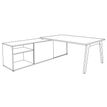 3253310163423-Bureau STEELY Manager - L180 x P100 x H72,5 cm - console retour à gauche (2 tiroirs) L200 x P60 x H72,5 cm - pieds carbone - plateau imit--3