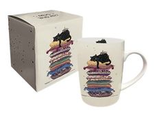 Kiub Bug Art - Boîte avec mug en porcelaine - 370 ml - Chat sur coussin