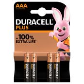 DURACELL 100% Plus - 4 piles alcalines - AAA LR03