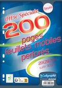 Calligraphe - feuilles simples A4 - 200 pages - grands carreaux (Seyes) - perforées