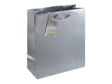 Clairefontaine - Sac cadeau - pluies d'étoiles argent - 21,5 cm x 10,2 cm x 25,3 cm