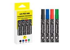 Les Prix Mini - Pack de 4 Marqueurs permanents - Assortis - pointe large